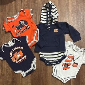 AUBURN University 3 Infant Onesies 0-3 mos PLUS Hoodie/Onesie Combo 6 mo Russell